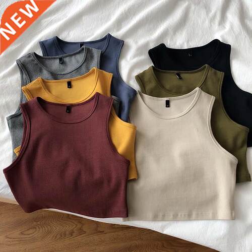 Summer new ladies retro crop top high waist slimming stretch