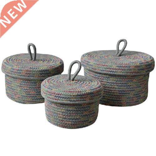 New 3 Pcs Storage Basket With Lid, Cotton Rope Storage