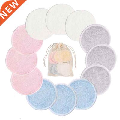 12PC Reusable Cotton Pads Makeup Remover Pads Washable Round
