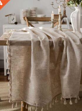 Tassel Table Cloth Cotton and Linen tapete Rectangular Table