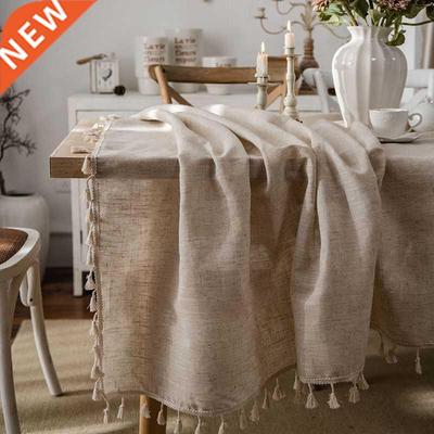 Tassel Table Cloth Cotton and Linen tapete Rectangular Table