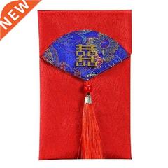 Greeting Invitation Card Auspicious Satin Red Envelope