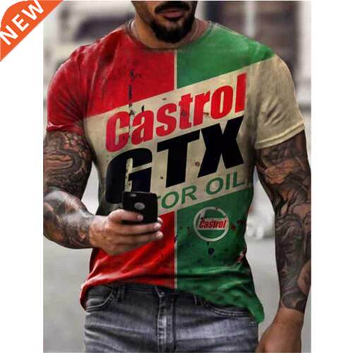 Summer new castrol retro short-sleeved men	s T-sh