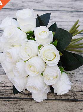 18heads/bunch rose hand flowers artificial wedding decorati