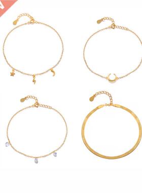 2022 new 4-piece stack bracelet flat snake moon lightning fa
