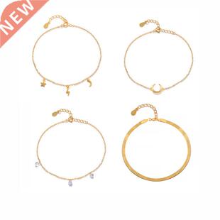 2022 new 4-piece stack bracelet flat snake moon lightning fa