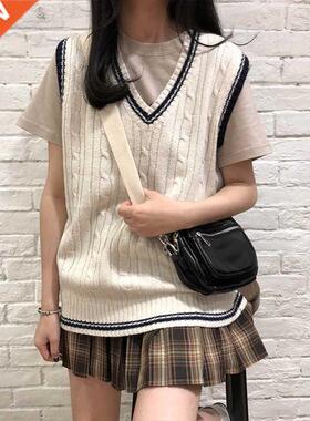 3 colors 2019 autumn and winter preppy style v neck knitted