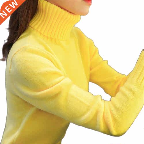 Knitted High Neck Pullovers Turtleneck Long Sleeve Solid Col