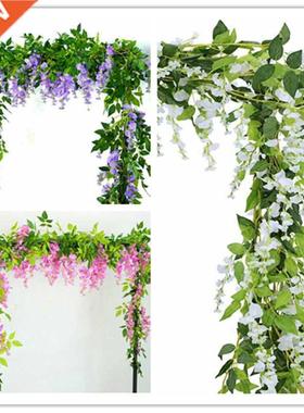 2x 7FT Artificial Wisteria Vine Garland Plants Foliage Trail