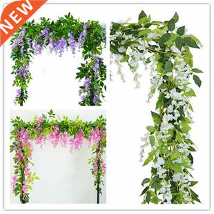 2x 7FT Artificial Wisteria Vine Garland Plants Foliage Trail