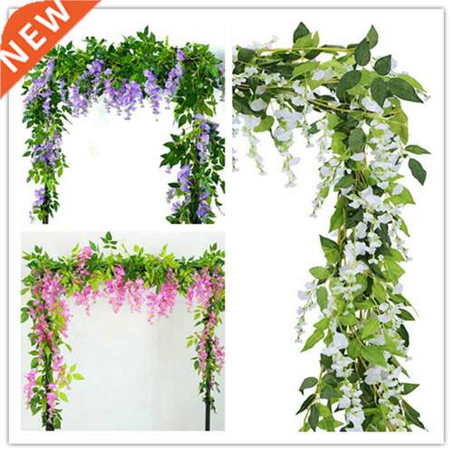 2x 7FT Artificial Wisteria Vine Garland Plants Foliage Trail