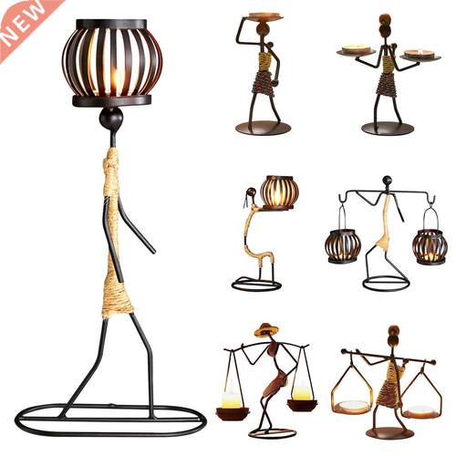 Nordic Metal Candlestick Abstract Character Sculpture
