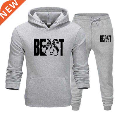 Men Tracksuit 2pcs Men Winter Hoodie Tops Pants Men's Sets H