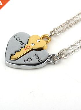 2Pcs European Sliver Plated Key Pendant Necklaces For Womens