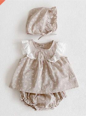 Newborn Baby Girl Clothes Set Fashion Summer Sleeveless Soli