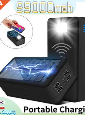 Wireless Solar Power Bank 99000mAh Portable Phone Charger 4U