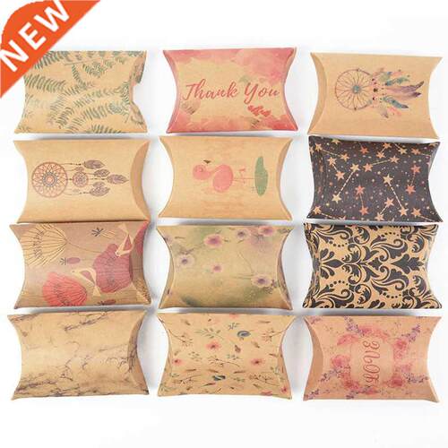 10/20Pcs Pillow Shape Candy Box Kraft Paper Gift Packaging B