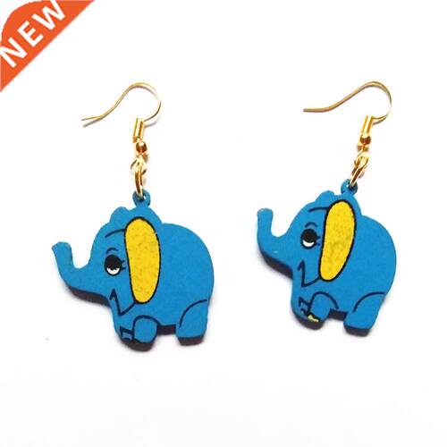Wood Elephant Design Earrings Women Drop Earrings Faion J