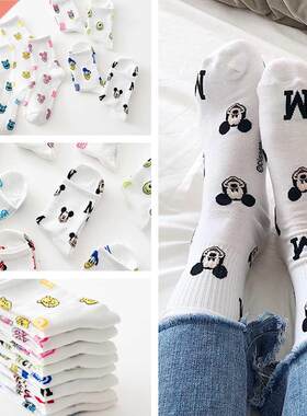 8 Pairs Cartoon Socks Cute Mickey Minnie Daisy Donald Winni