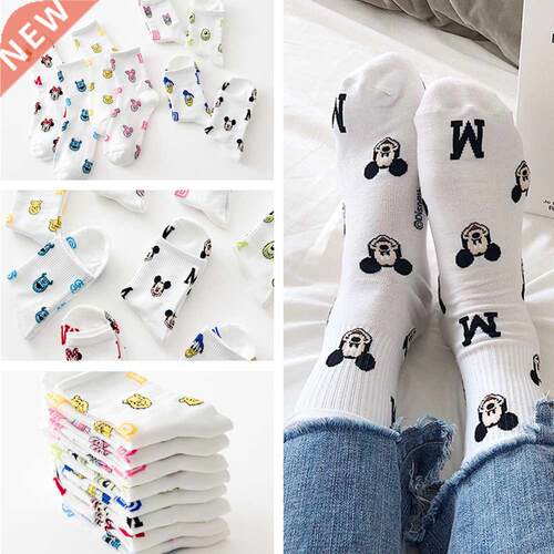 8 Pairs Cartoon Socks Cute Mickey Minnie Daisy Donald Winni