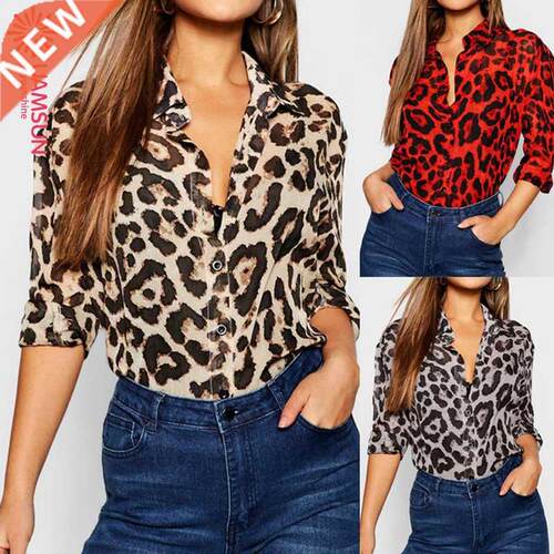 2022 女豹纹衬衫 leoad int chiffon t shit women blouse