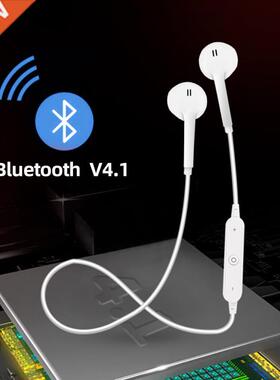 S6 Wireless Earphone music headset Phone Neckband sport blue
