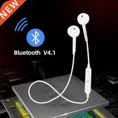 S6 Wireless Earphone music headset Phone Neckband sport blue