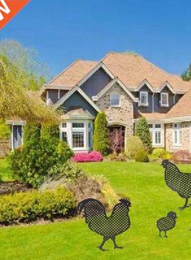 4 PCS Rooster Stakes Chicken Family Garden Silhouette Yard