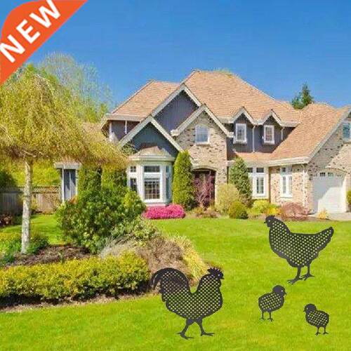 4 PCS Rooster Stakes Chicken Family Garden Silhouette Yard