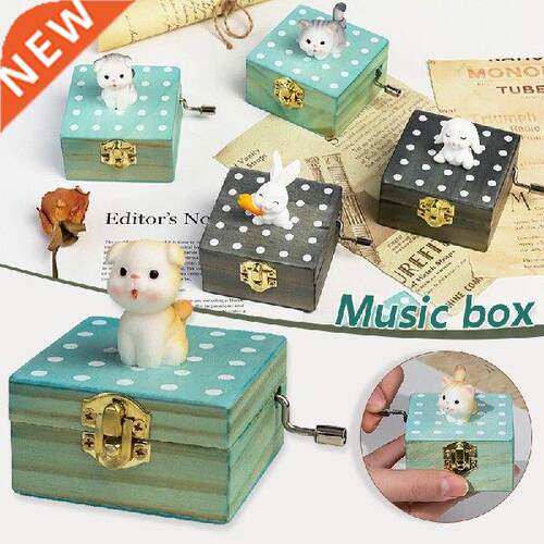 Wooden Music Box Small Personalized Cute Hand-cranked
