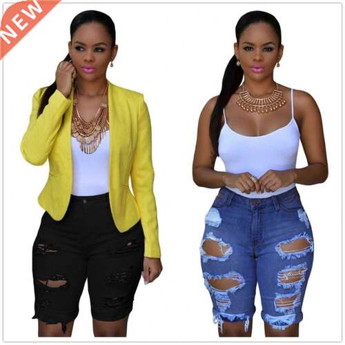 2021 Hot Sale Women Summer Ripped Shorts Jeans Fashion Stret