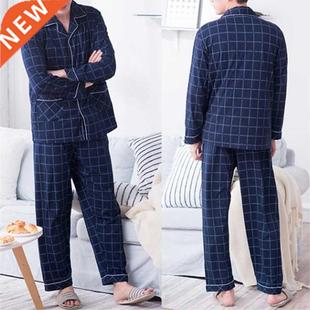 Men Sleepwear Striped Cotton Paja Sets for Men Short Sleev