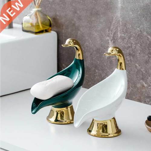 Swan-shaped Ceramic Soap Rack Counter Stand-up Soap Dish
