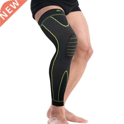 Hot elastic yellow-green stripe sports lengthen knee pad leg