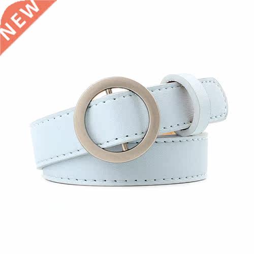 Women Simple Jeans Belt 2022 Casual Fashion PU Leather Round