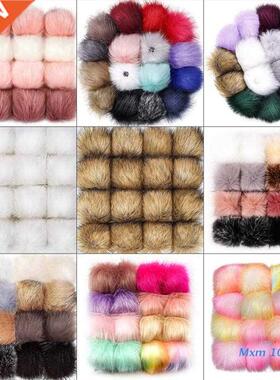 16 Pieces Multicolor Artificial Fur Pom Poms Balls DIY Bags