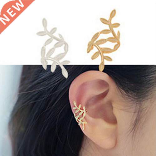 Vintage Leaf Clip on Earrings No Pierced Ear Cuff Women Ear