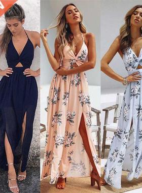 Backless Straps Evening Party Beach Dresses Holiday Sundress