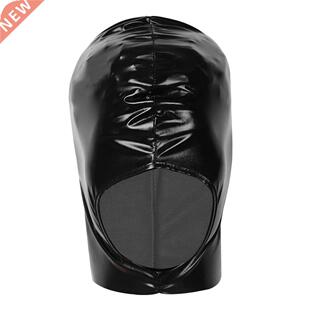 Wetlook Leather Open Mouth Fetish Mask Hood Bondage Gear Ero