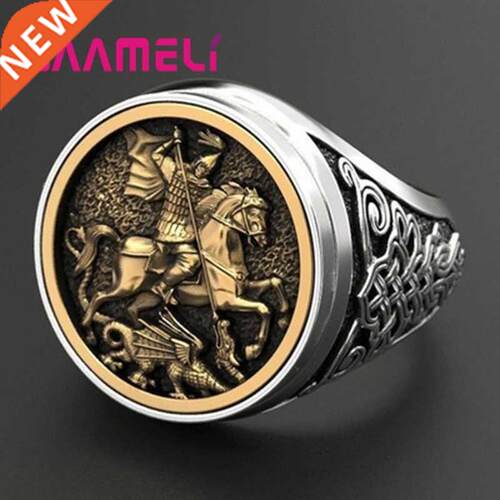Outlets 925 Ring for Men Sterling Silver Soldier Dragon Her