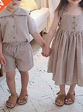 1550C Br Sister Clothes College Plaid Girls Suspenders