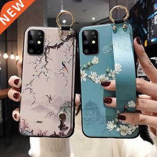 Galaxy Note 20 Ultra Case Luxury Art Leaf Wrist Strap Phone