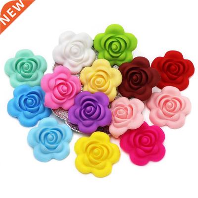 BOBO.BOX 10pcs Rose Silicone Beads Baby Teether Accessories