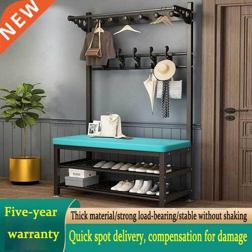 Removable Metal Coat Rack Floor Shelf Stand with Wheels Mult