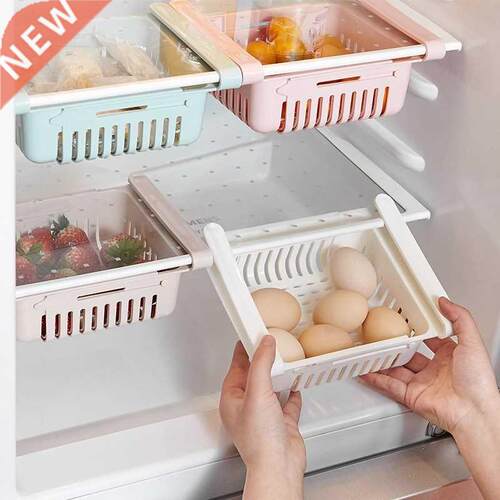 Adjustable Kitchen Fridge Storage Rack Home Organizer Food C