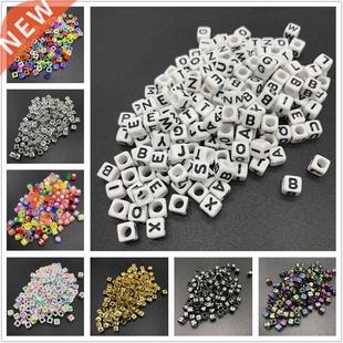 100pcs 6mm Mix Letter Beads Square Alphabet Beads Acrylic Be