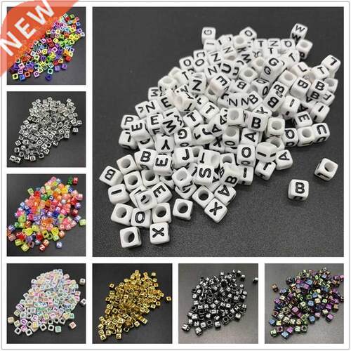 100pcs 6mm Mix Letter Beads Square Alphabet Beads Acrylic Be