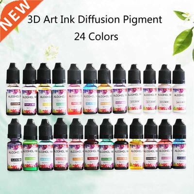 24 Colors 10ML Art Ink Alcohol Resin Pigt Kit Liquid Resin C