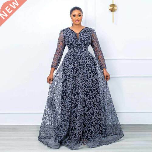 4XL plus size see-through ladies dress大码黑色高腰长袖连衣裙