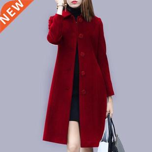Christmas Warm Overcoat Autumn Winter Woen Coat Female Mid